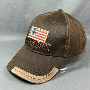 Farm Boy Freedom Strapback Hat Brown USA Flag Rodeo Cowboy Western Patch Mens